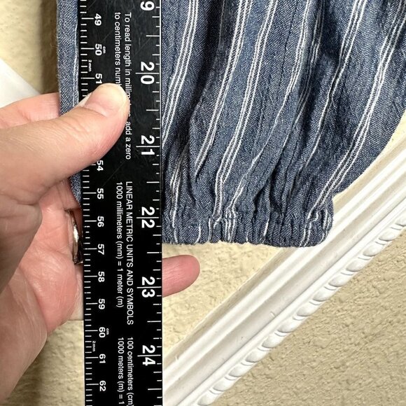 Cotton Bleu Women's Small Boho Style Top Chambury Striped Bubble Sleeve High Low - Picture 7 of 8